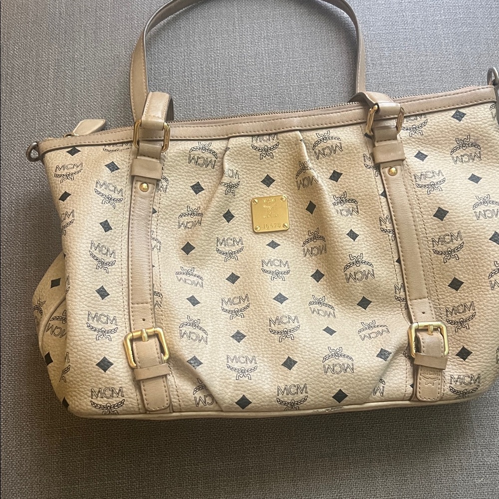 Authentic MCM Tan/Beige Shoulder Bag with Wallet